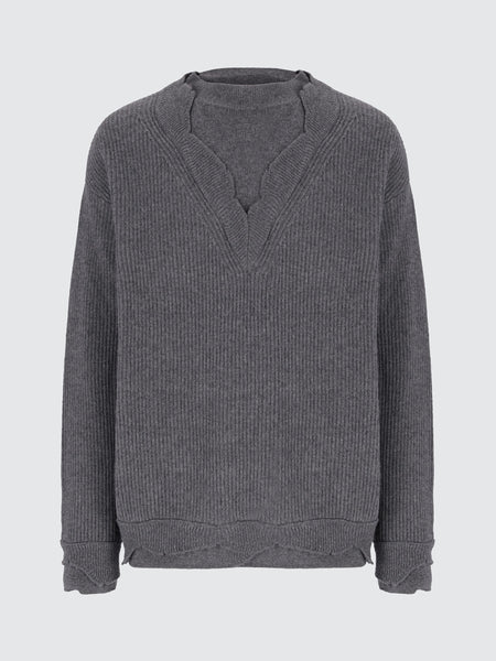 Maglia girocollo in lana double edge
