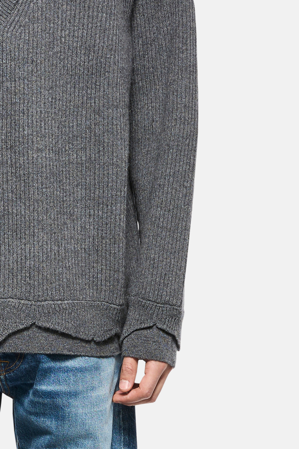 Maglia girocollo in lana double edge