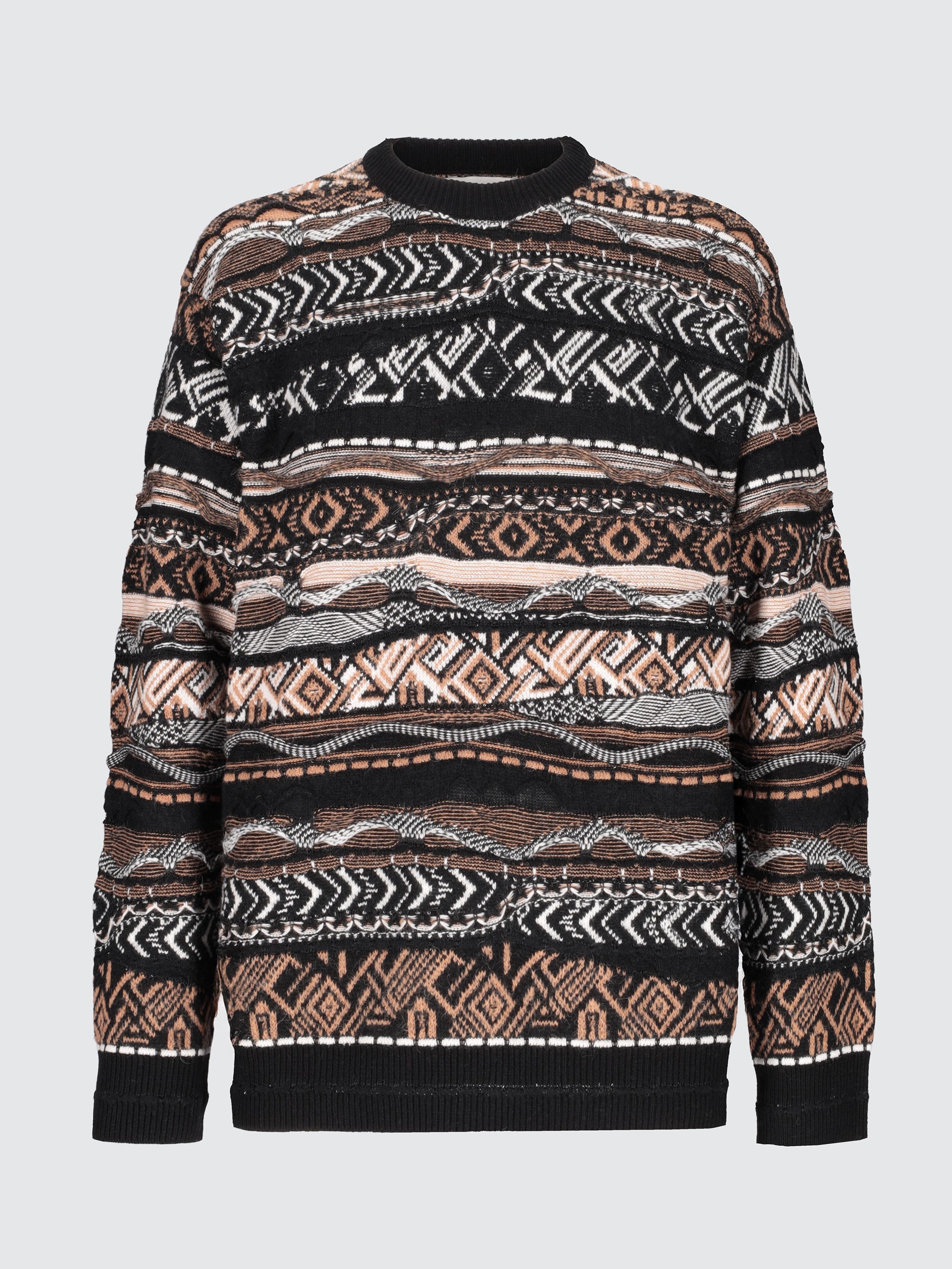 Maglia girocollo jacquard in baby alpaca