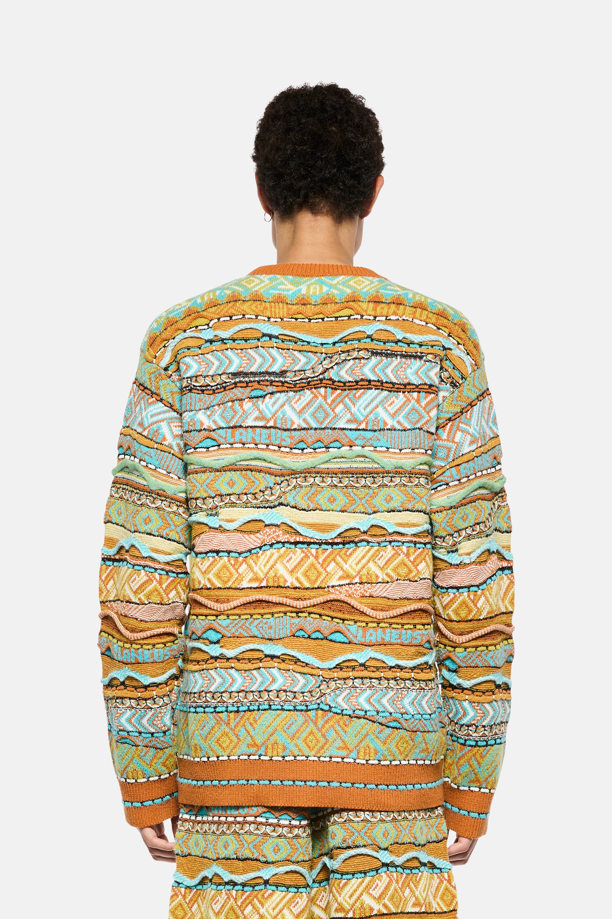 Maglia girocollo jacquard in baby alpaca