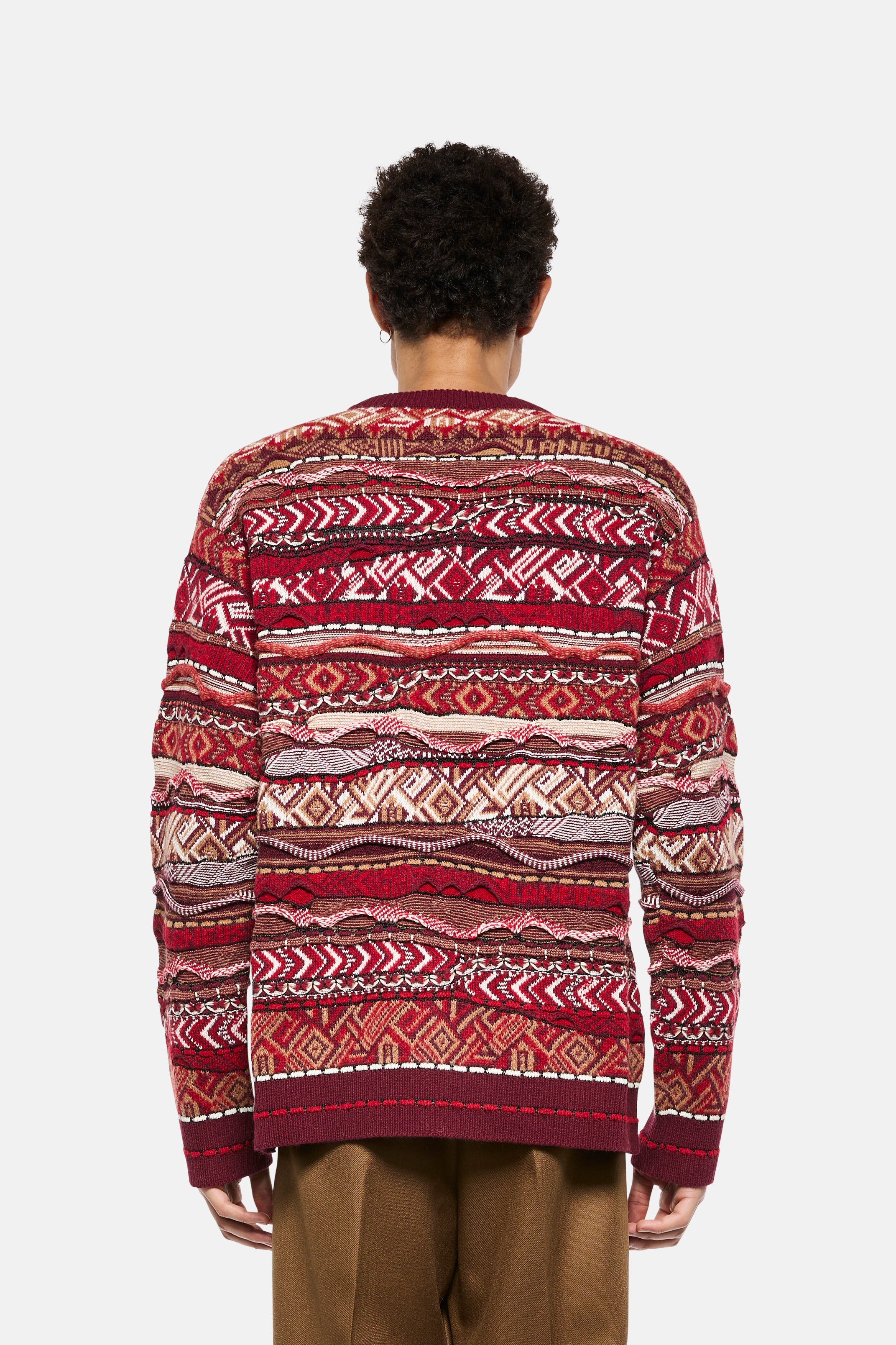 Maglia girocollo jacquard in baby alpaca