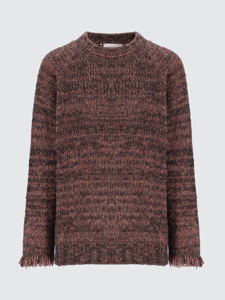 Maglia girocollo in baby alpaca Mouliné