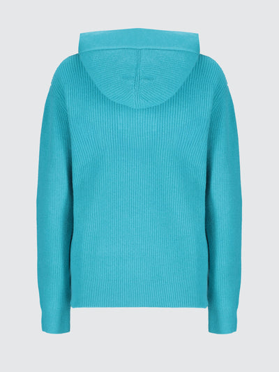 V-neckline wool and cashmere hoodie