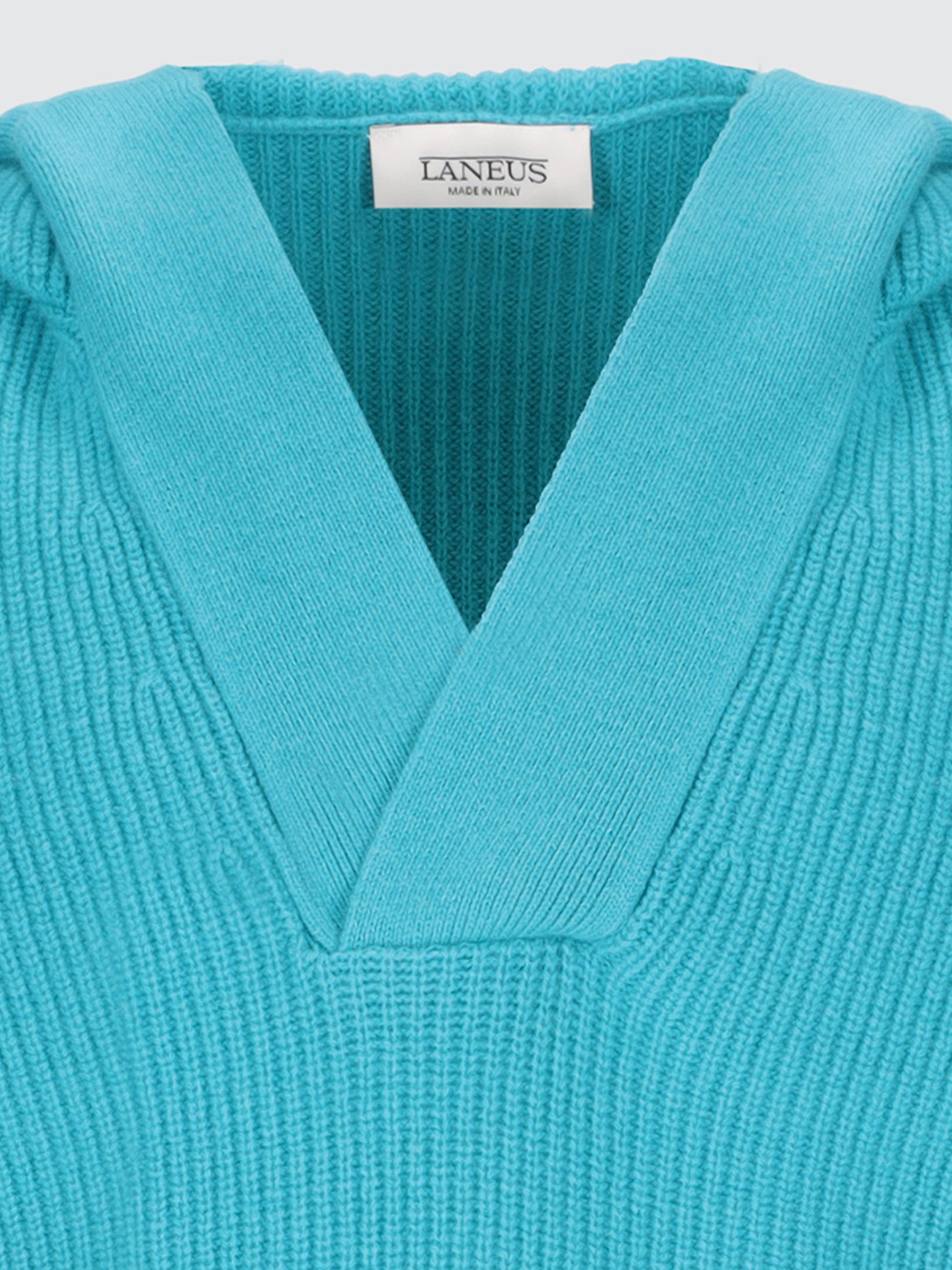Hoodie scollo a V in lana e cashmere