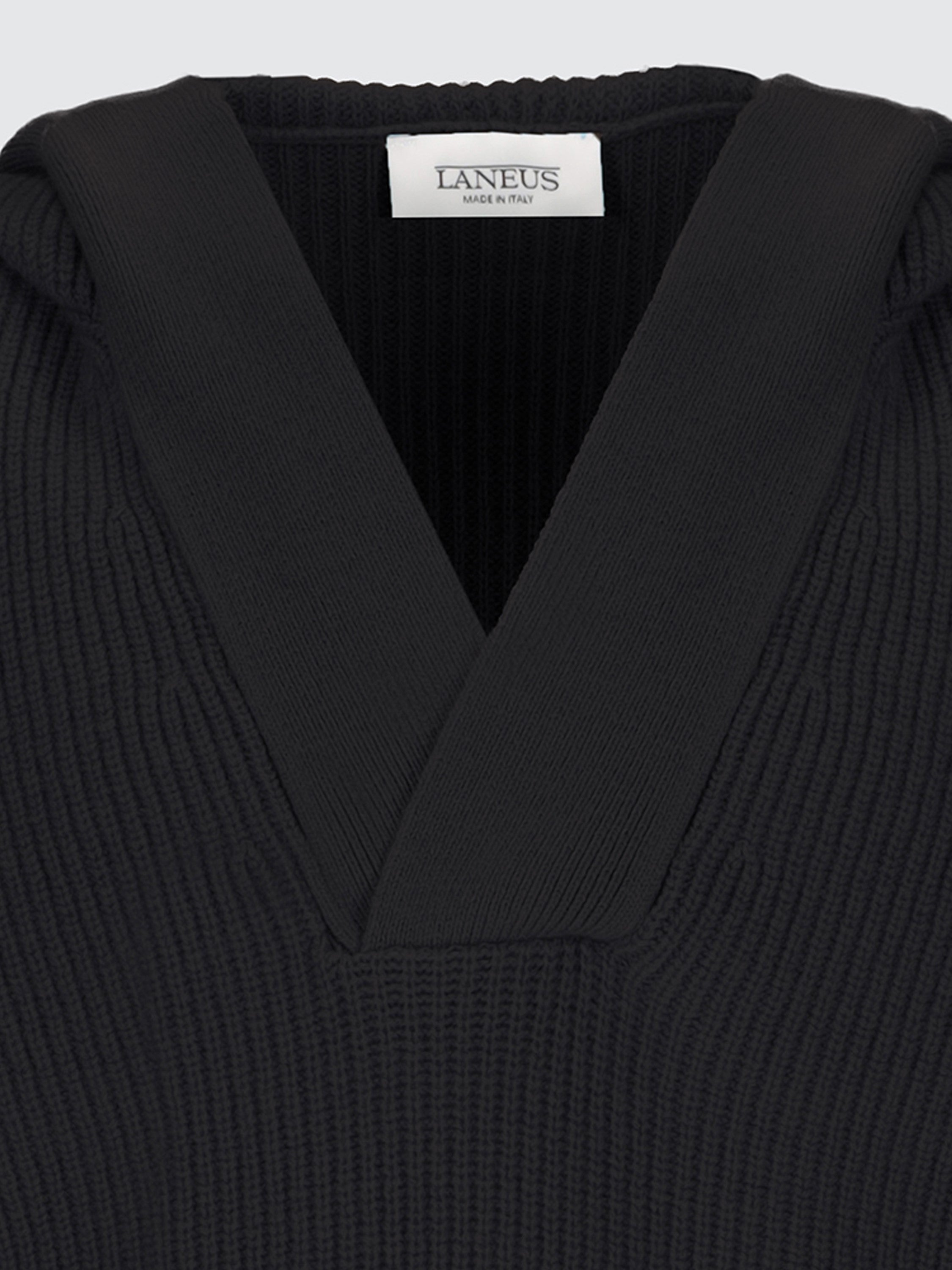 Hoodie scollo a V in lana e cashmere