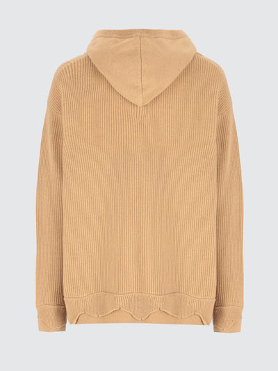 V-neckline double edge hoodie