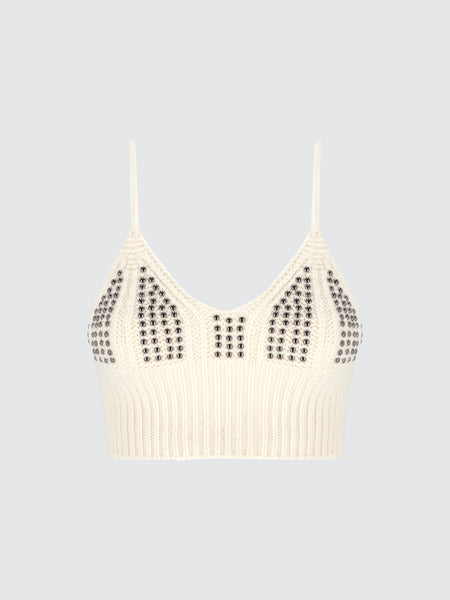 Top crop in maglia studs