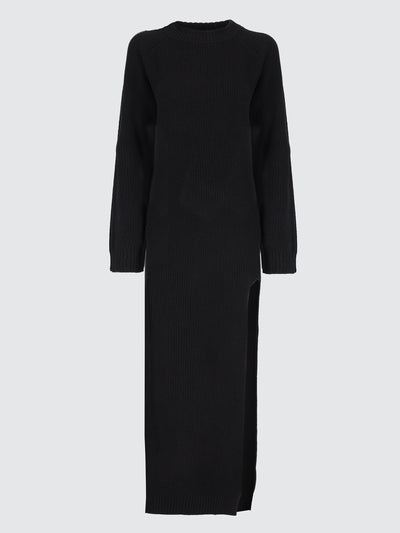 Knit dress with side slit