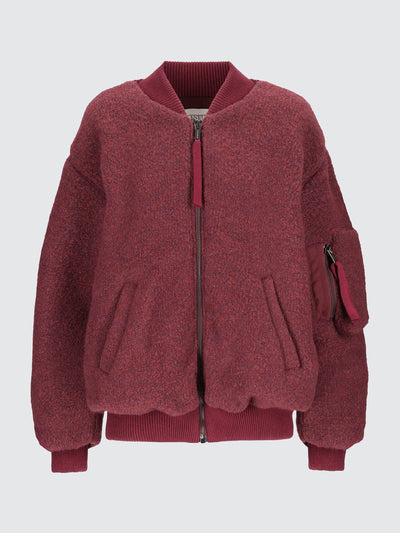 Bouclé knit bomber jacket