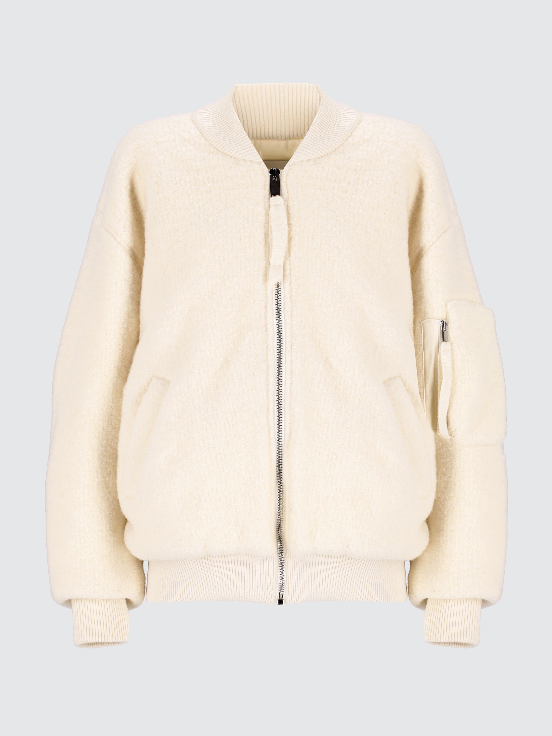 Bouclé knit bomber jacket