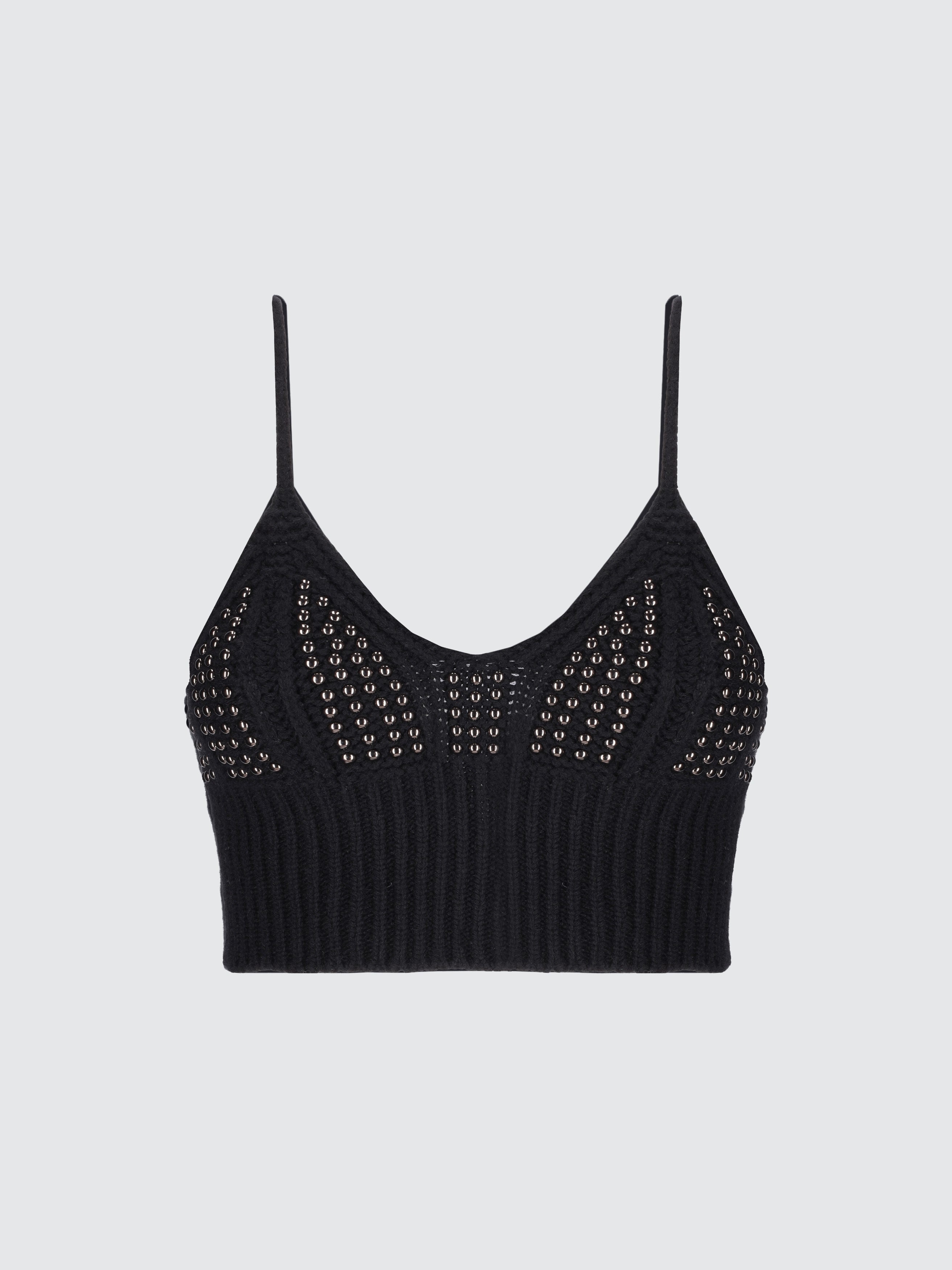 Top crop in maglia studs
