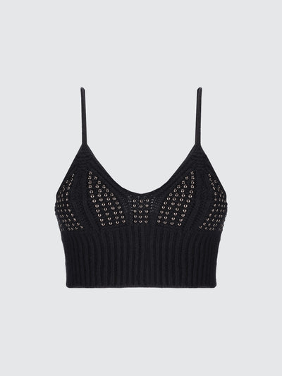 Cropped knit top with  studs