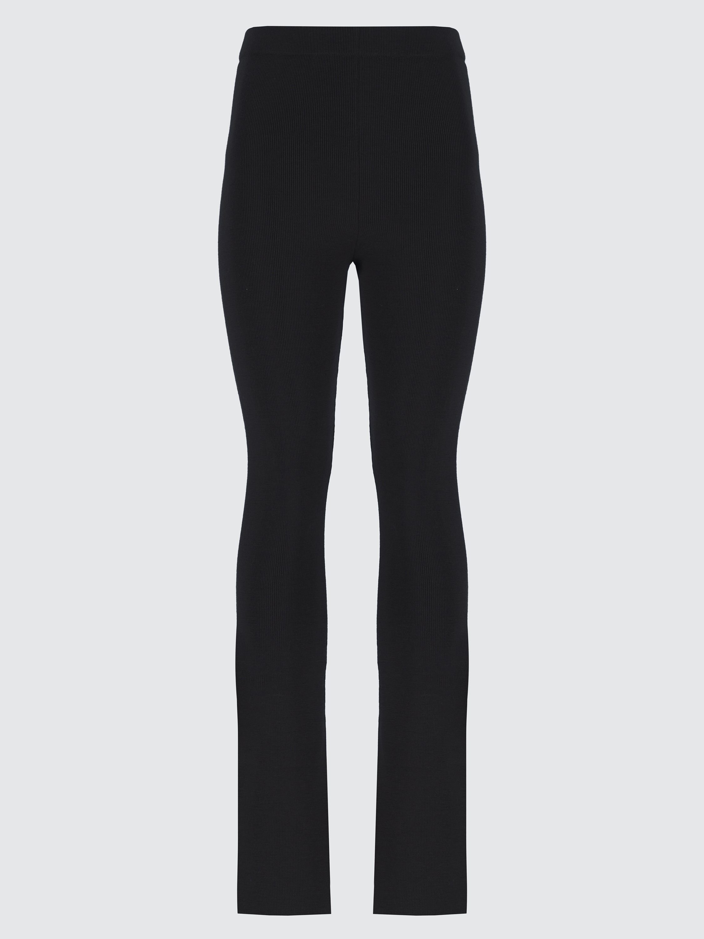 Flared wool ribbed pants