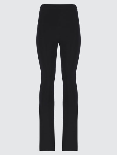Flared wool ribbed pants