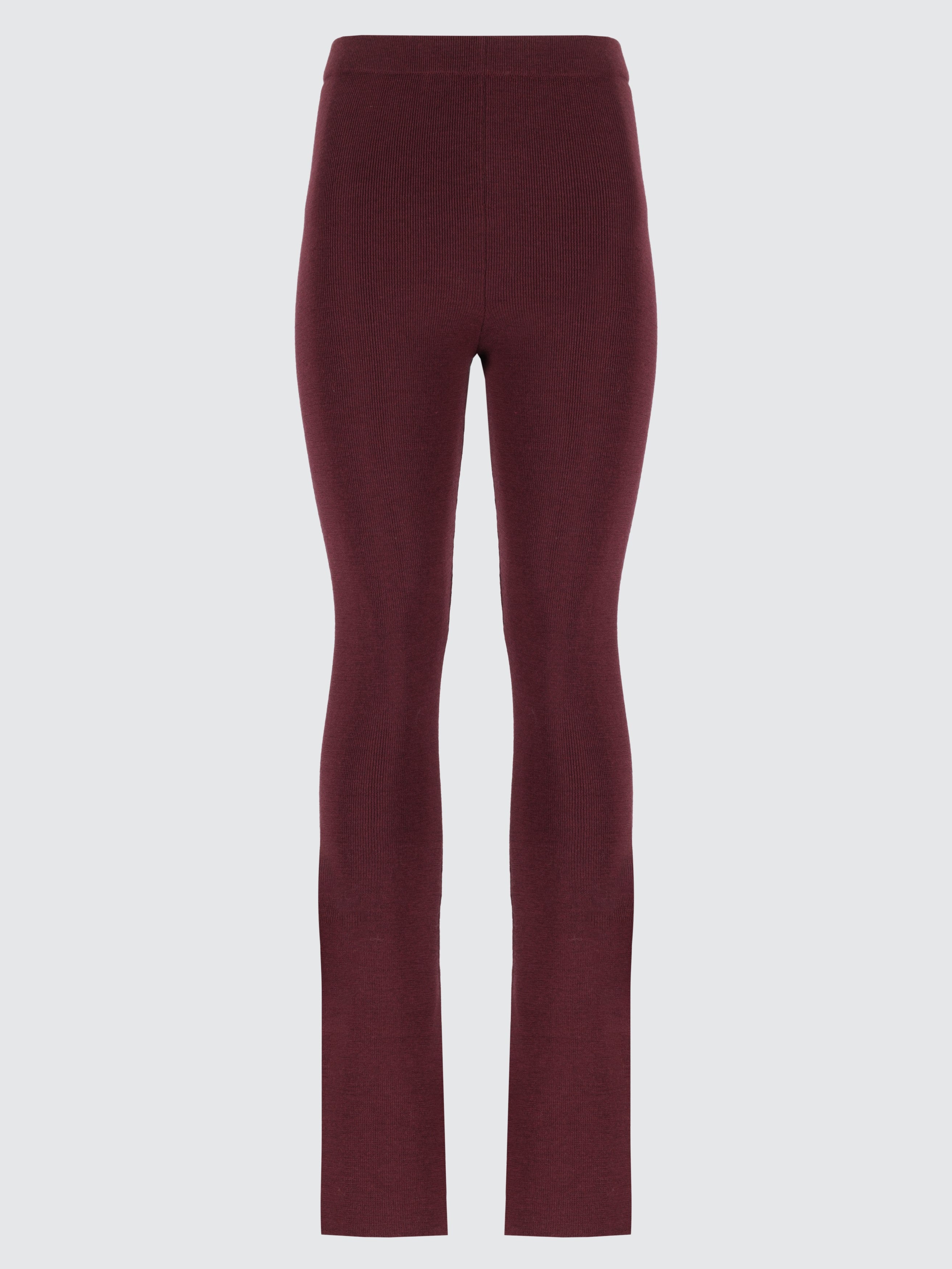 Flared wool ribbed pants