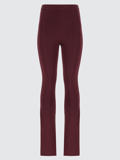 Flared wool ribbed pants