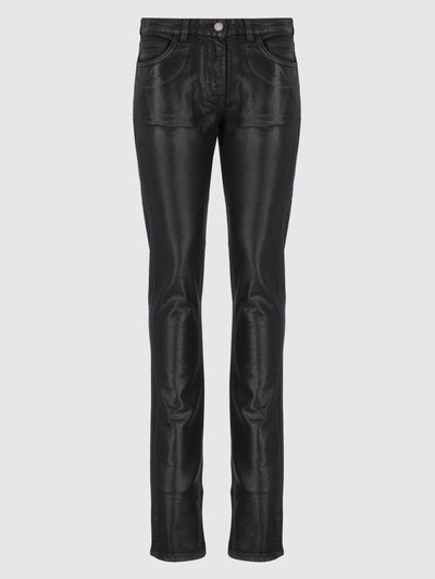 Coated leather-effect jeans