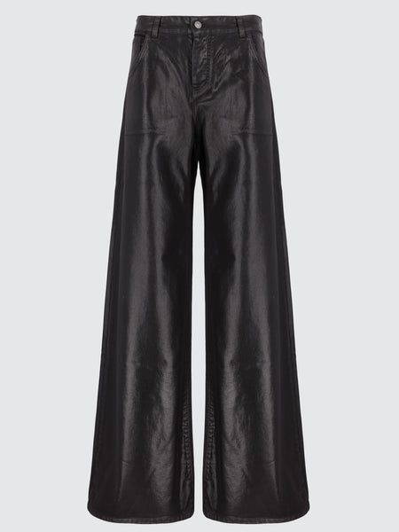 Jeans baggy spalmati effetto pelle