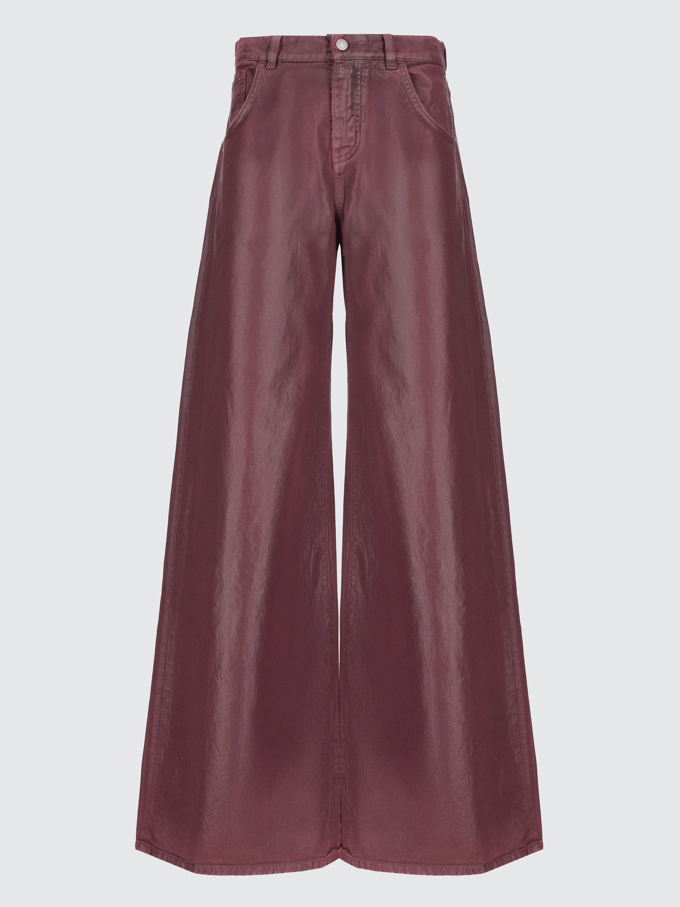 Baggy coated leather-effect jeans