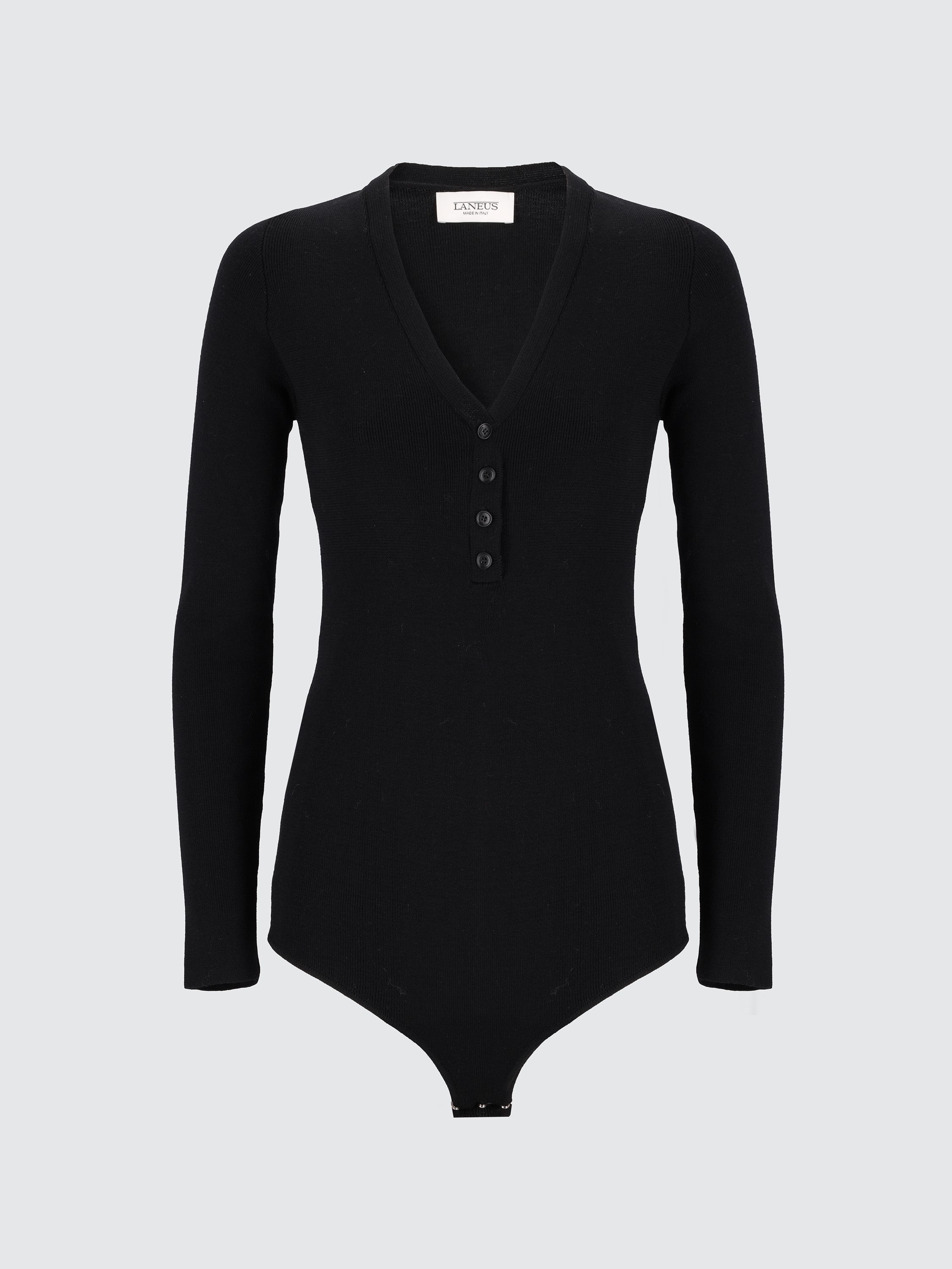 Ribbed wool knit bodysuit