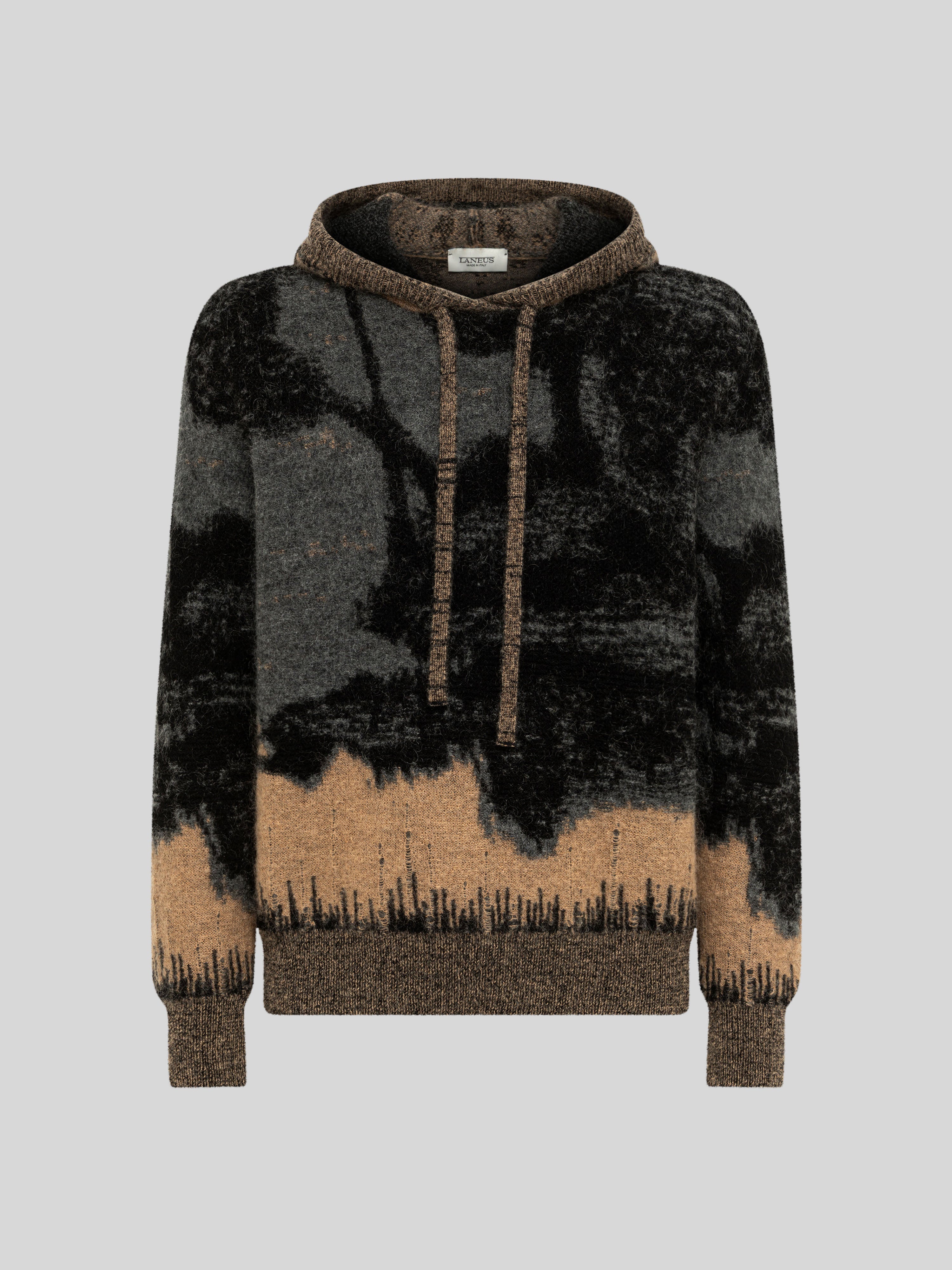 HOODIE BRUSHED MOHAIR JACQUARD