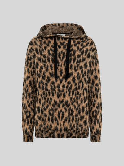 BRUSHED SPOTTED KNIT BOXY HOODIE