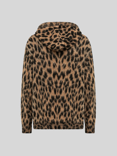 BRUSHED SPOTTED KNIT BOXY HOODIE