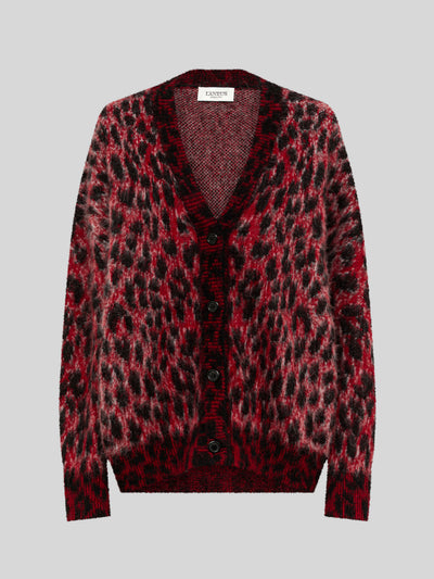 BRUSHED SPOTTED KNIT OVERSIZED CARDIGAN