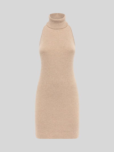 HALTERNECK MINI DRESS IN WOOL AND ANGORA