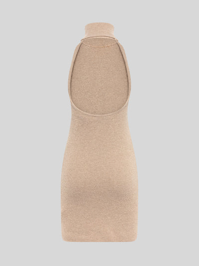 HALTERNECK MINI DRESS IN WOOL AND ANGORA