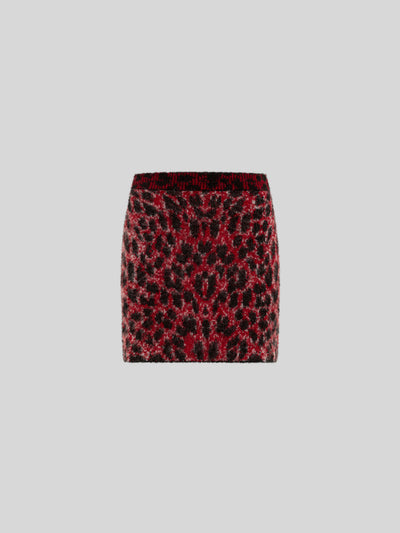 BRUSHED LEOPARD PRINT KNIT SLIM FIT SKIRT