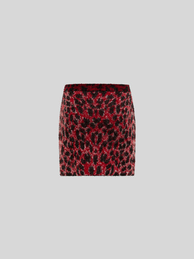 BRUSHED LEOPARD PRINT KNIT SLIM FIT SKIRT