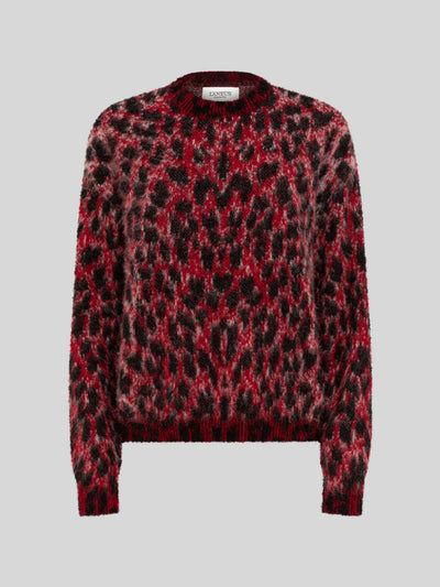 BRUSHED SPOTTED KNIT CROPPED CREWNECK