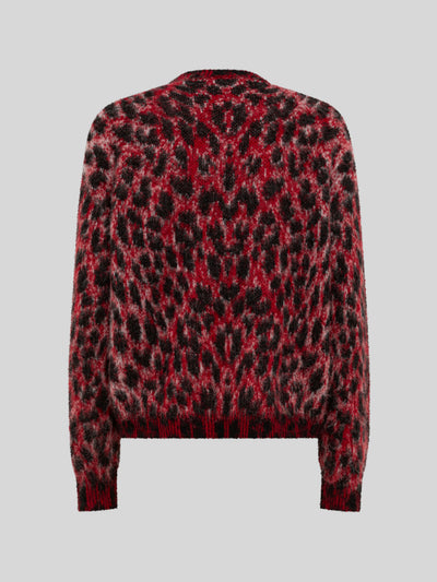 BRUSHED SPOTTED KNIT CROPPED CREWNECK