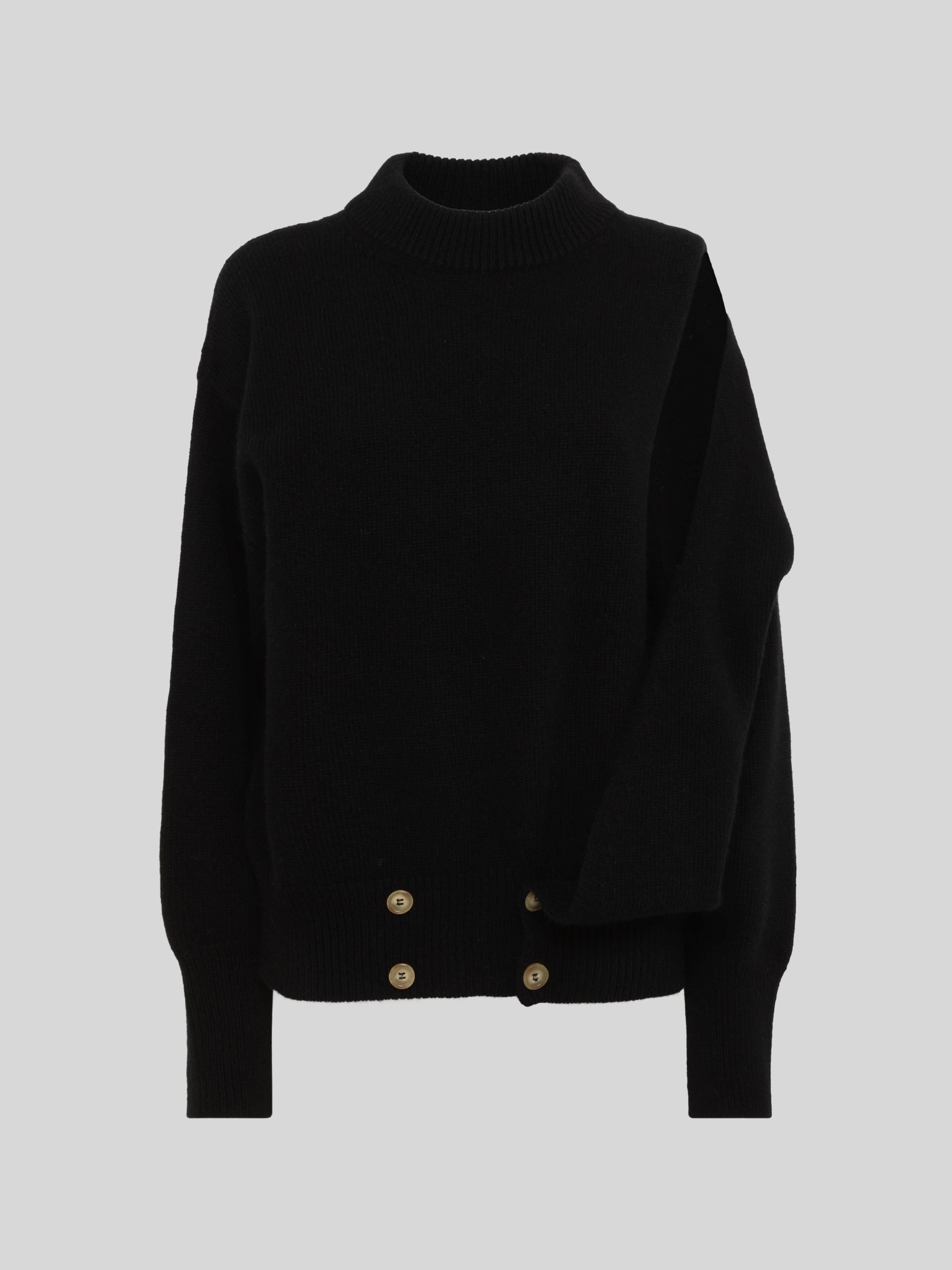 ASYMMETRIC CREWNECK BOXY IN LANA E ANGORA