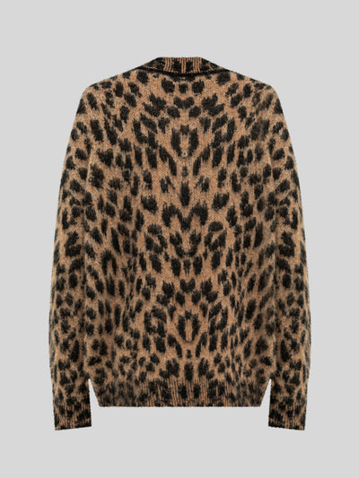 BRUSHED SPOTTED KNIT OVERSIZE POLO SHIRT