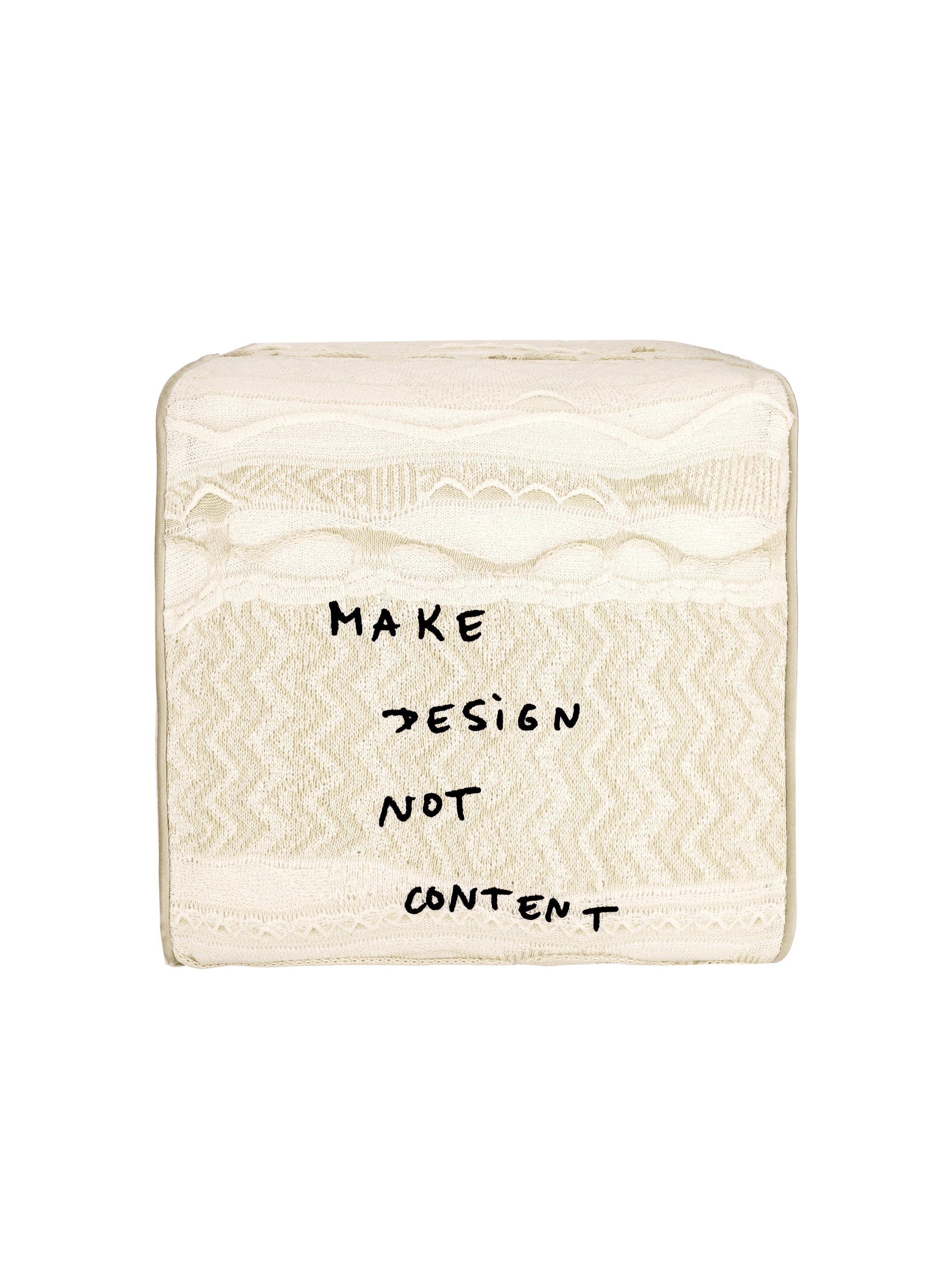 Pouffe jacquard quote