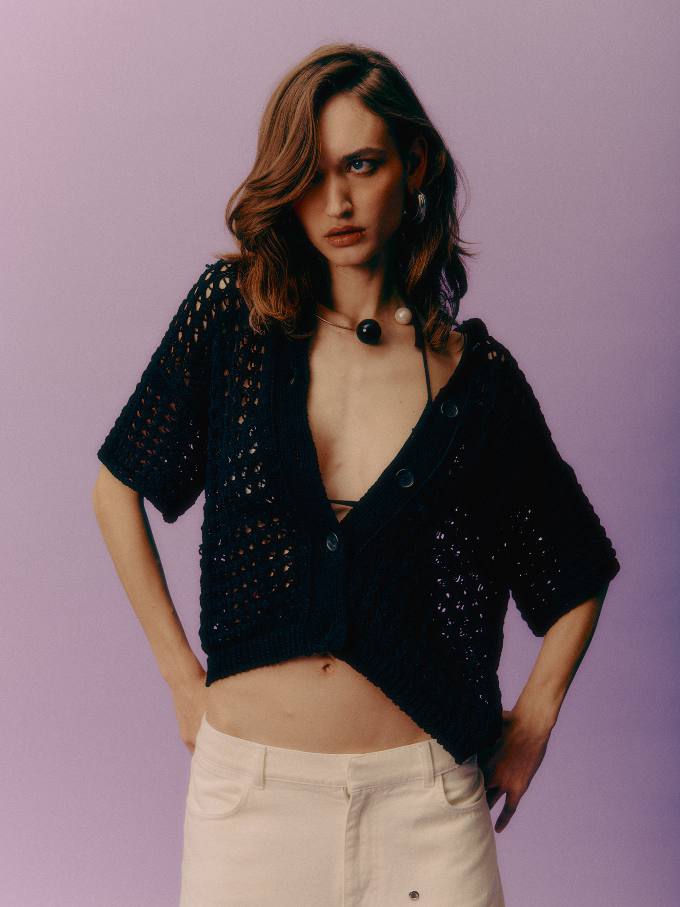 Knitted boxy polo