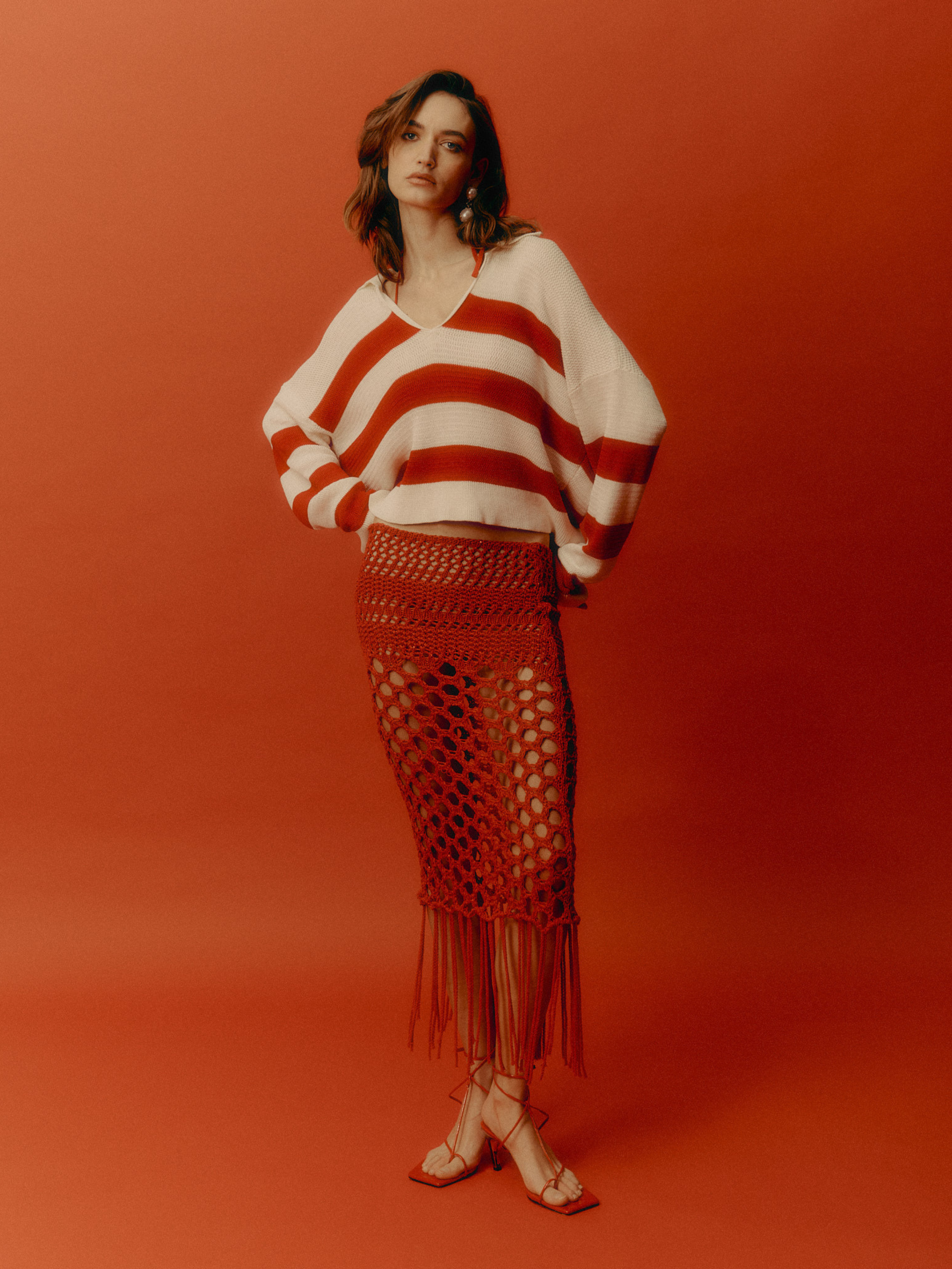 Knitted long skirt