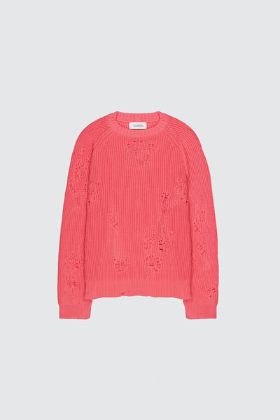 Laneus maglione pink effetto destroyed