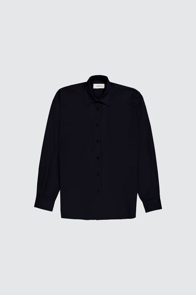 Laneus camicia oversize black classic con bottoni logati