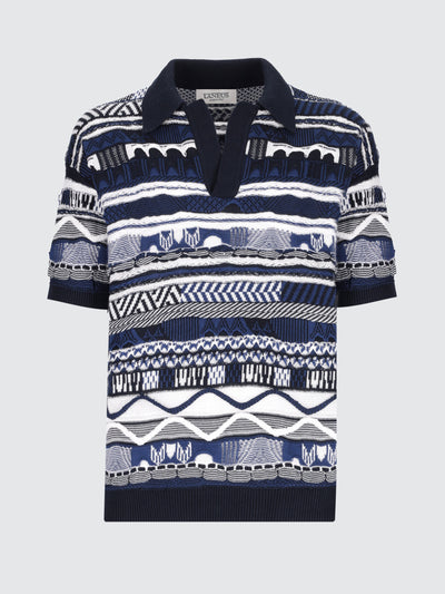 Knitted "Laneus" jacquard cotton polo