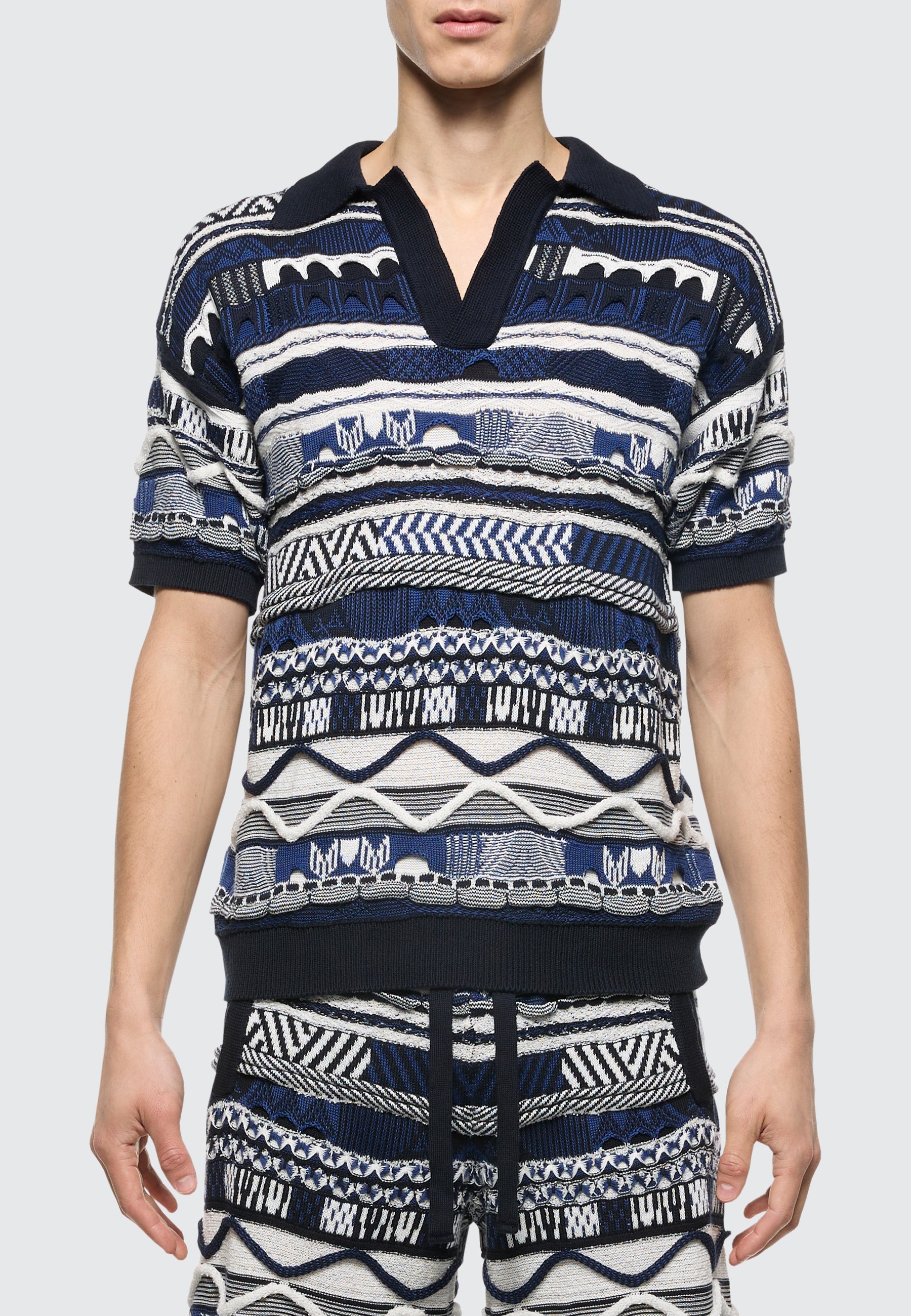 Knitted "Laneus" jacquard cotton polo