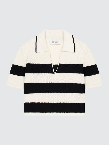 Cropped polo in filato di cotone